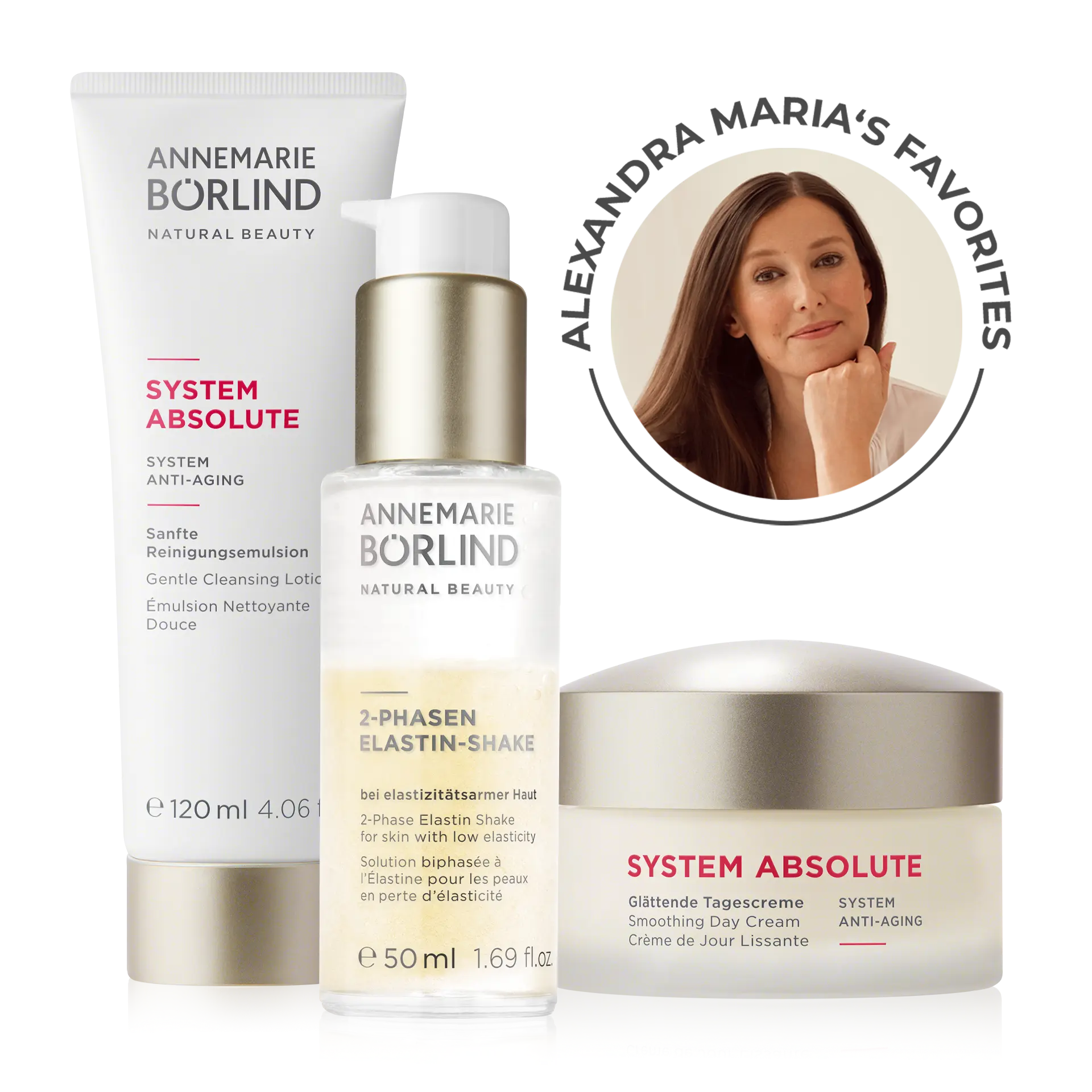 Alexandra Maria Lara's Favorites ANNEMARIE BÖRLIND „Alexandra Maria’s Favorites“ Set mit 2-Phasen Elastin-Shake und System Absolute Pflege